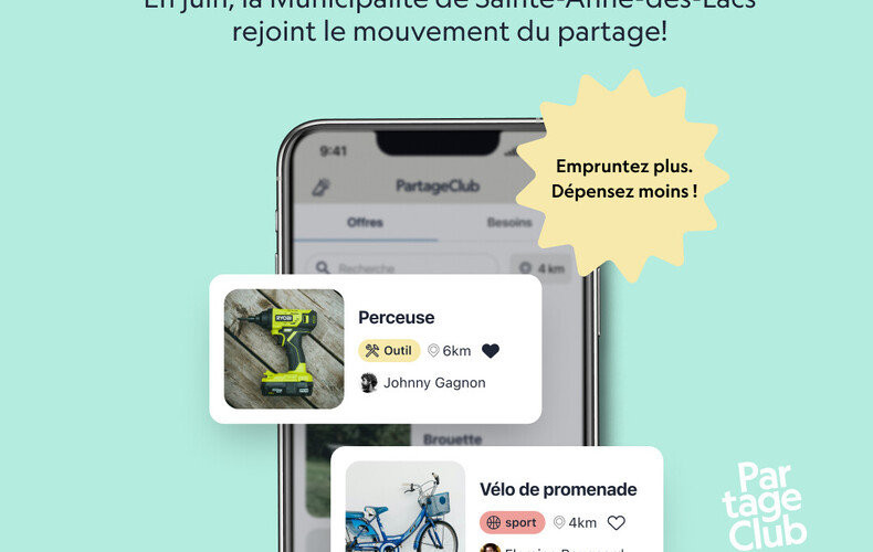 Devenez ambassadeur ou ambassadrice du Partage Club à Sainte-Anne-des-Lacs!