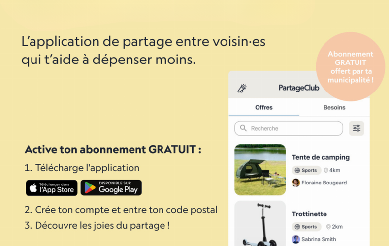 Lancement de l'application Partage Club